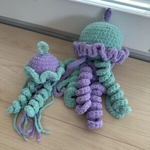 Crochet jellyfish hanging room decor set